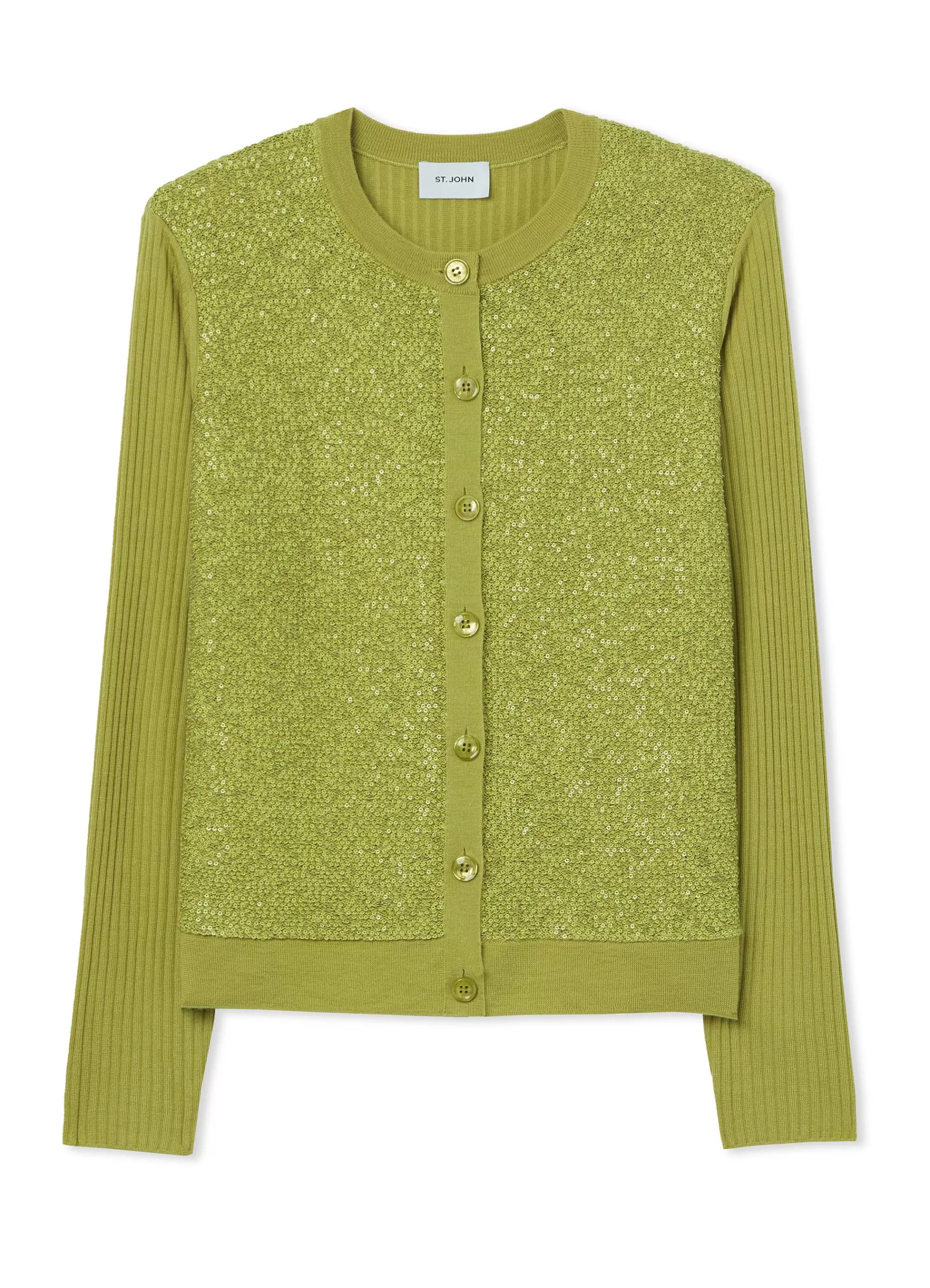 St. John Sequin and Rib Knit Cardigan | ELEVATED ESSENTIALS | TRANSITIONAL CLOTHING