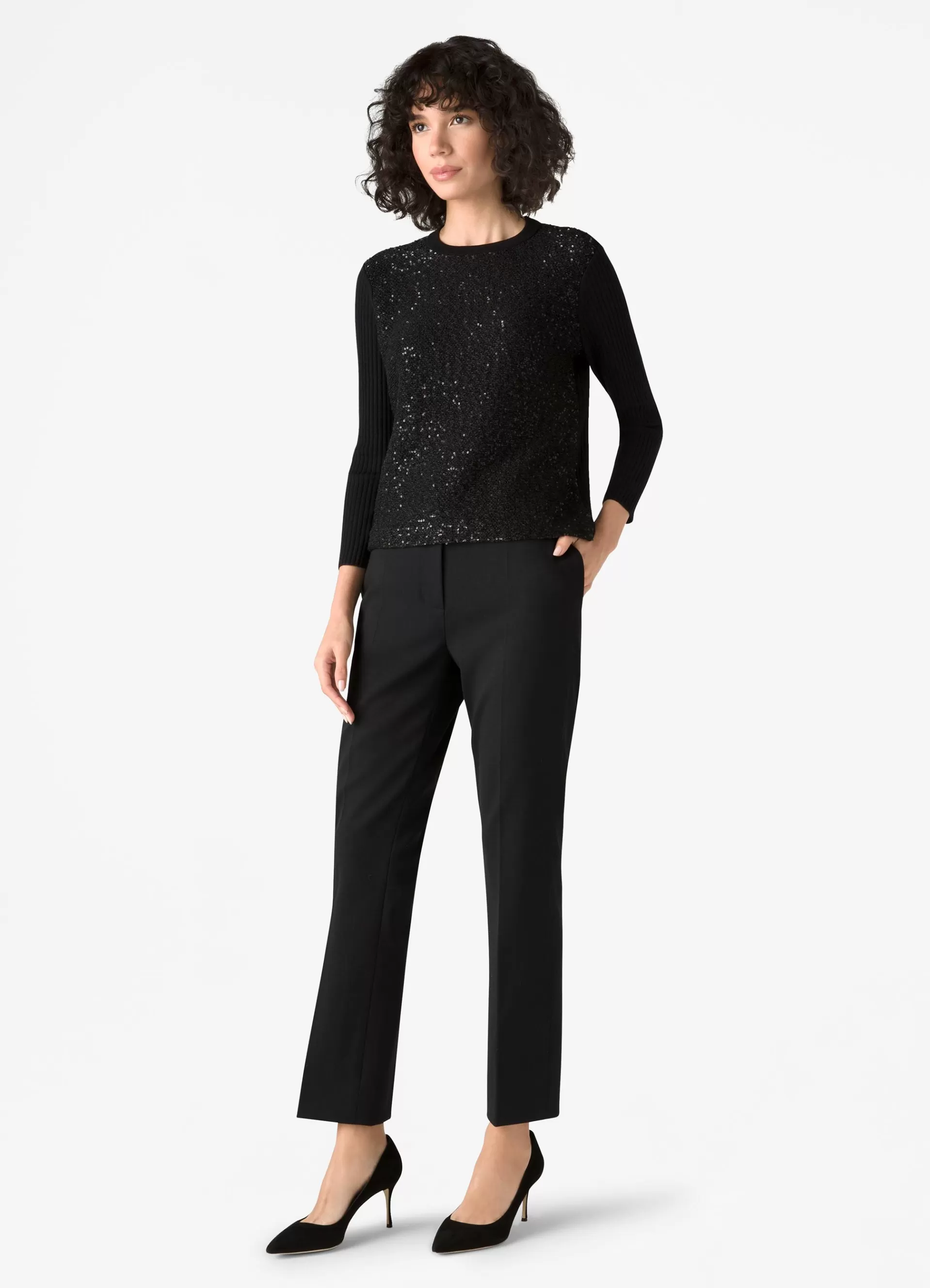 St. John Sequin Knit 3/4 Sleeve Sweater | KNITWEAR | SWEATERS