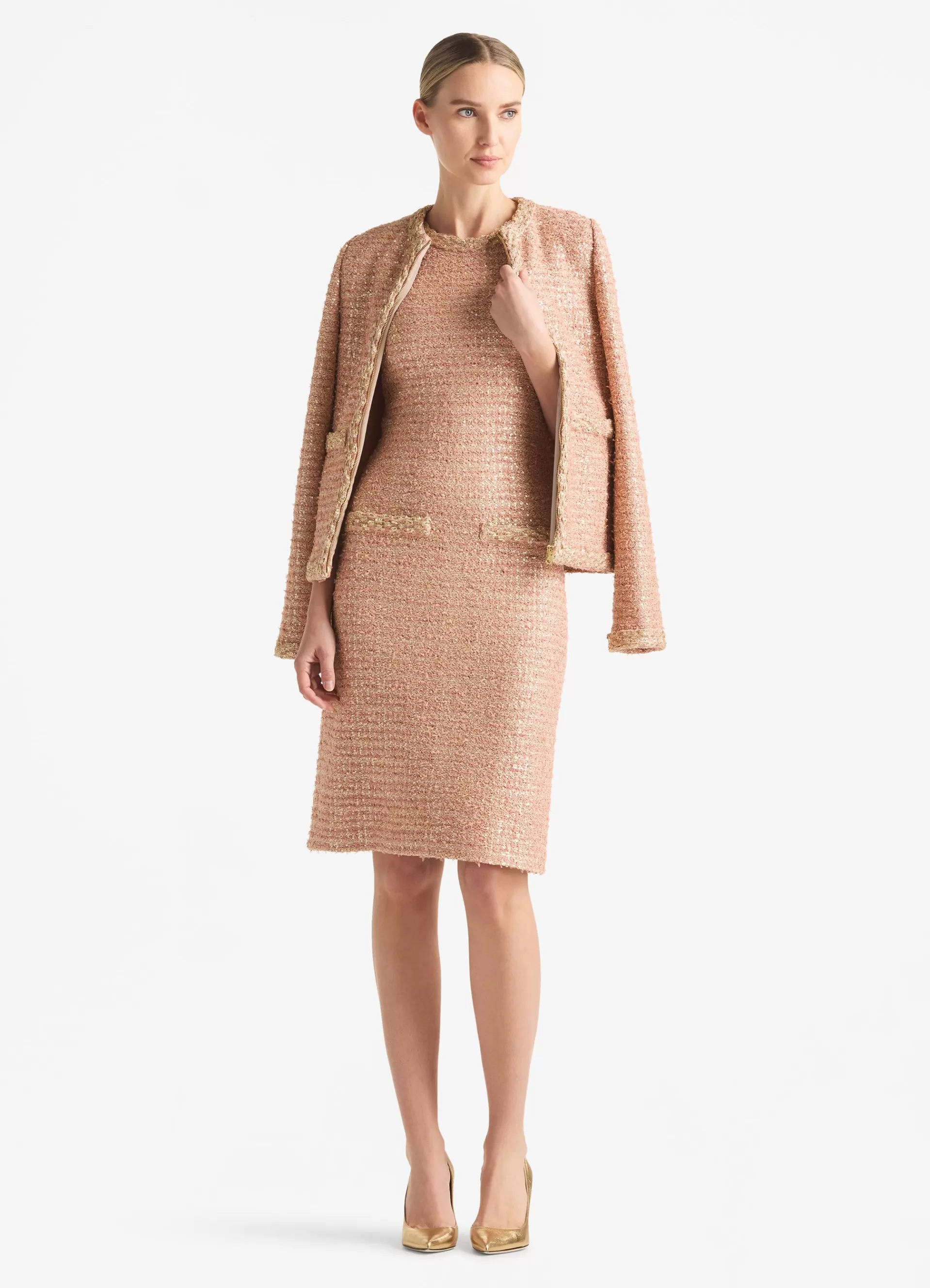 St. John Sequin Plaid Knit Jacket | JACKETS