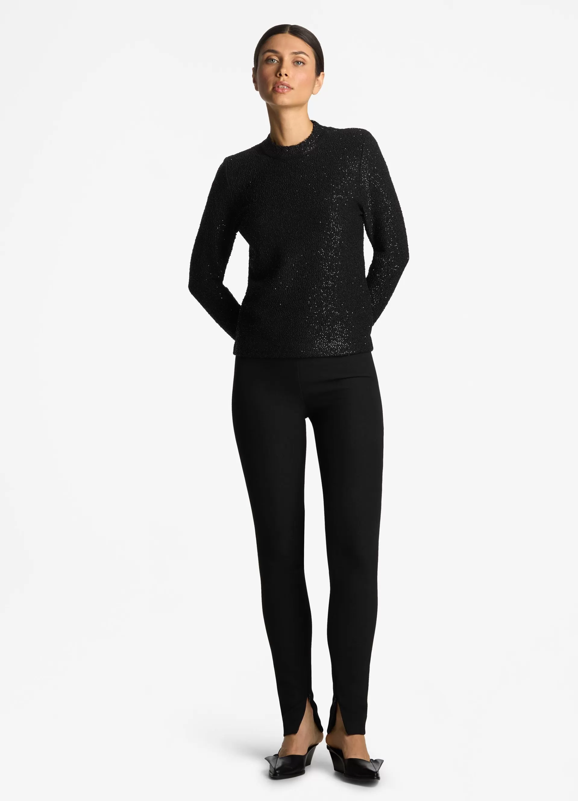 St. John Sequin Stretch Knit Mock Neck Sweater | KNITWEAR | EVENING WEAR