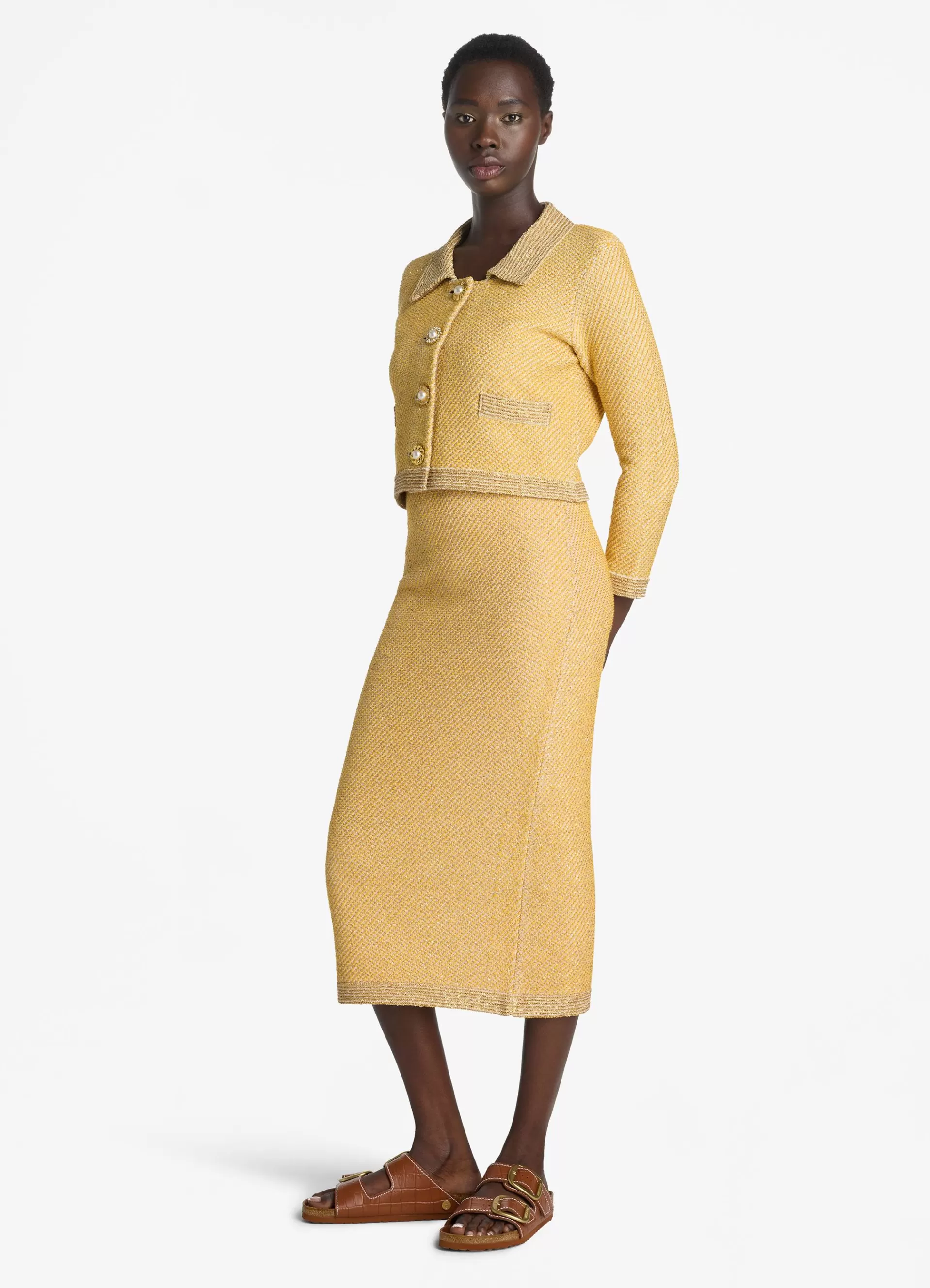 St. John Sequin Stretch Twill Knit 3/4 Sleeve Jacket | COORDINATING SETS | JACKETS