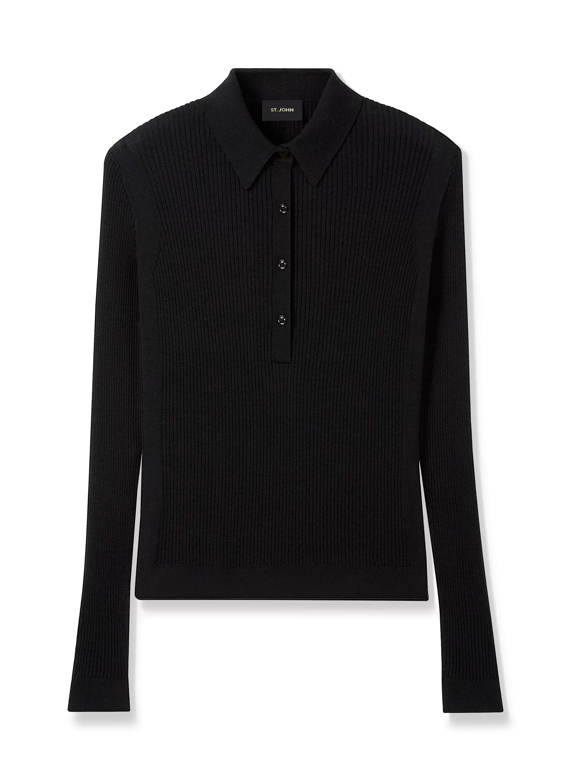 St. John Silk and Wool Long Sleeve Polo | KNITWEAR | TOPS & SHELLS