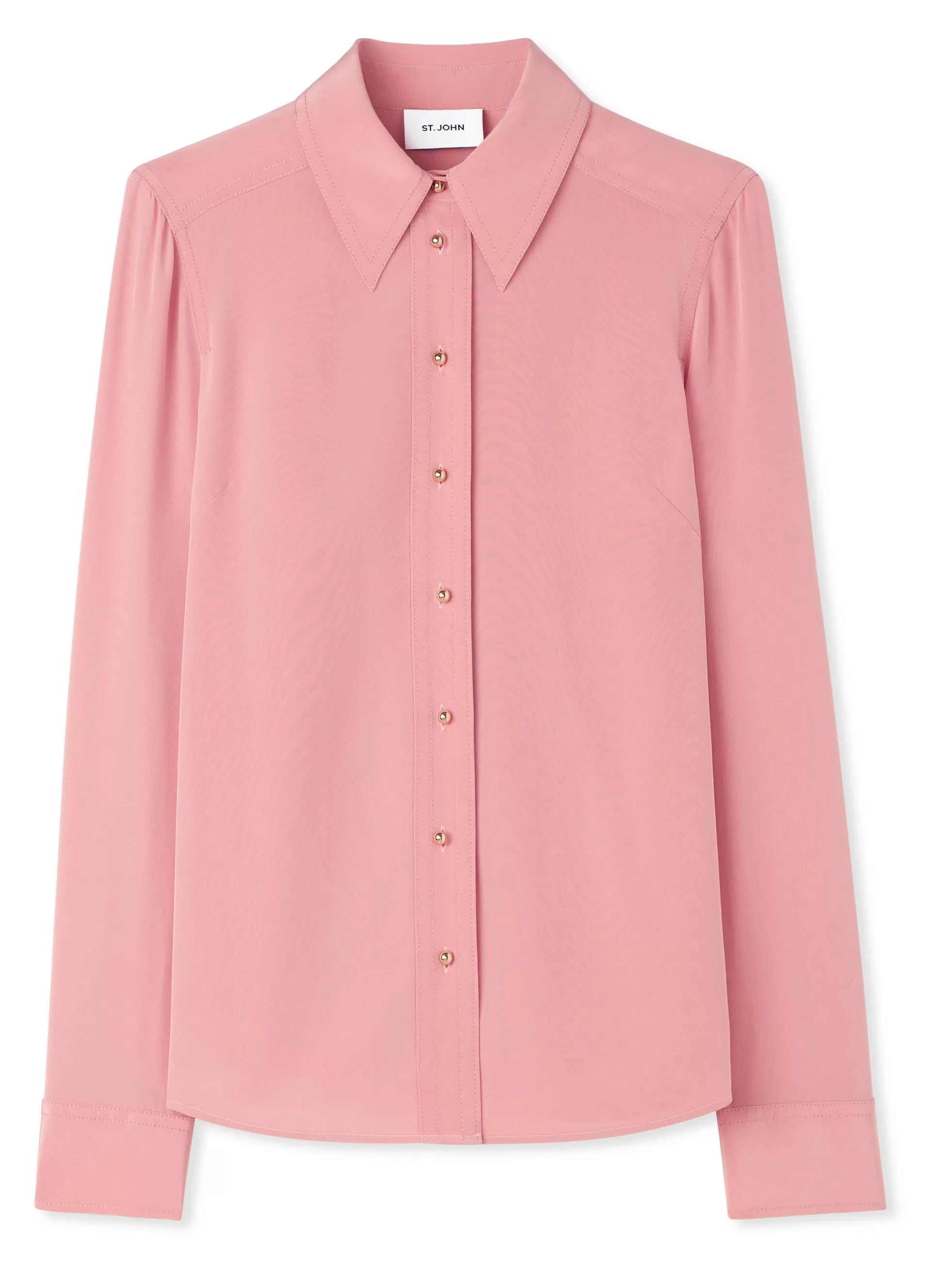 St. John Silk Crepe De Chine Button Front Blouse | TRANSITIONAL CLOTHING | TOPS & SHELLS
