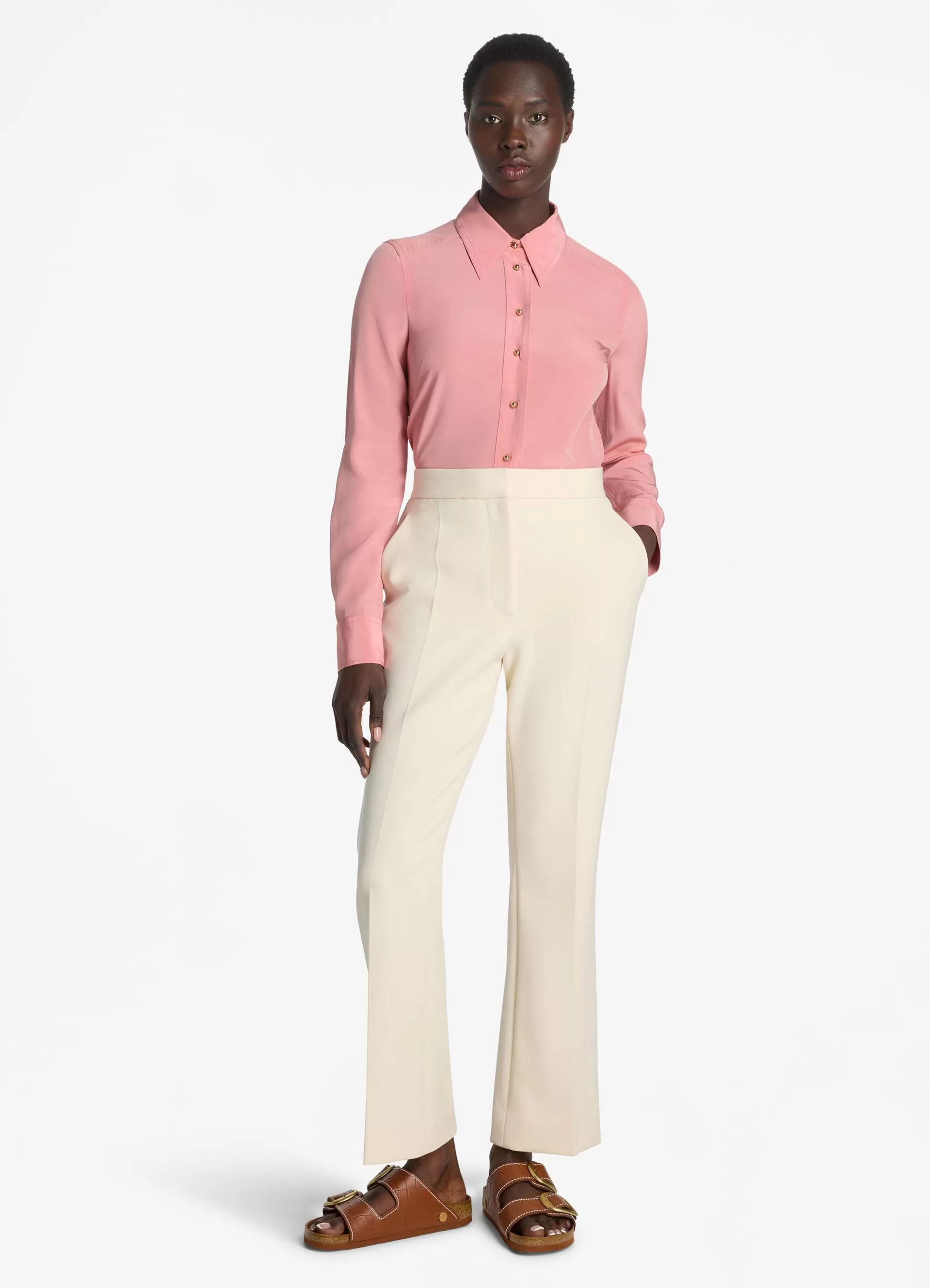 St. John Silk Crepe De Chine Button Front Blouse | TRANSITIONAL CLOTHING | TOPS & SHELLS