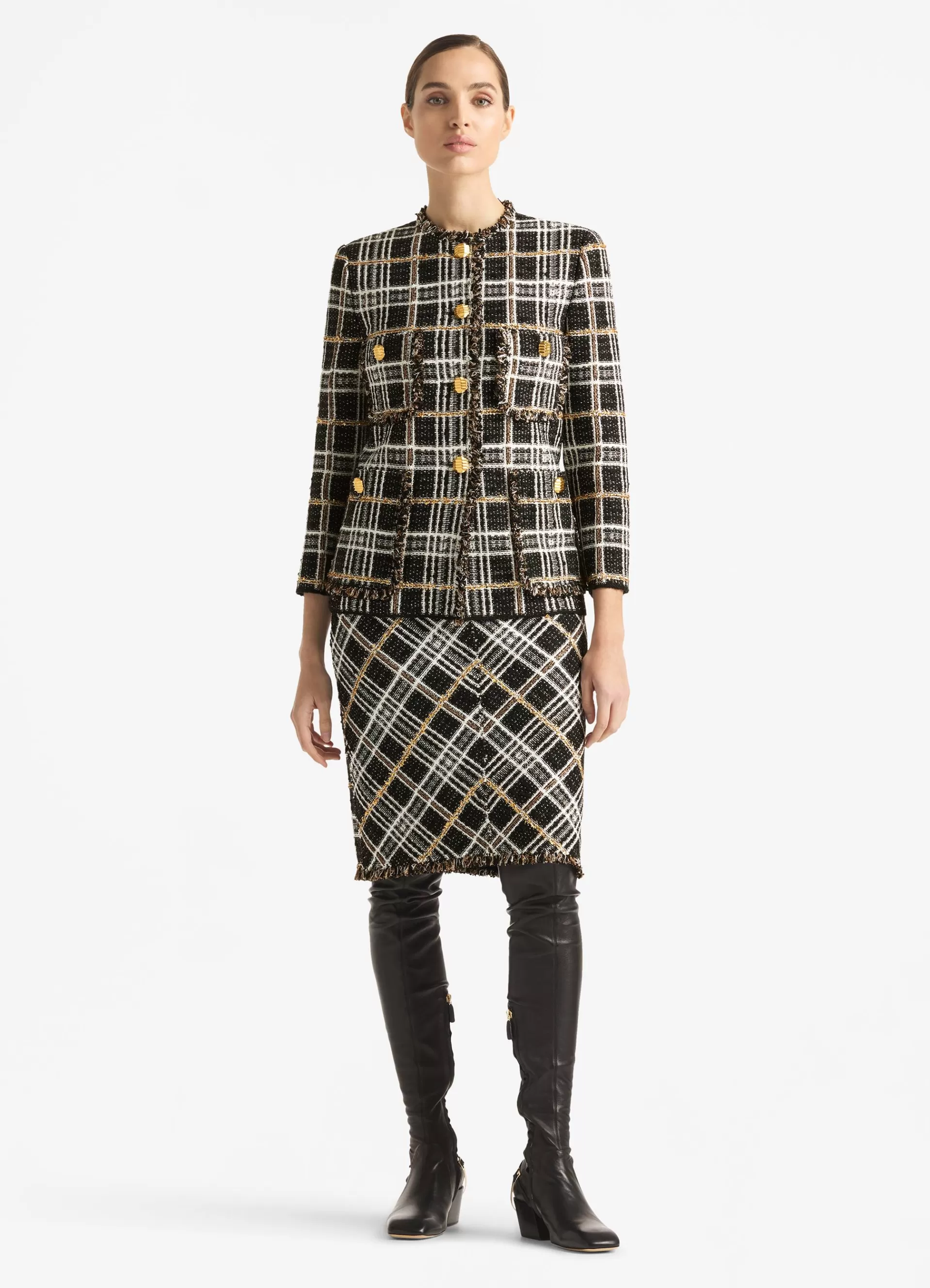 St. John Sparkle Eyelash Plaid Jacket | JACKETS