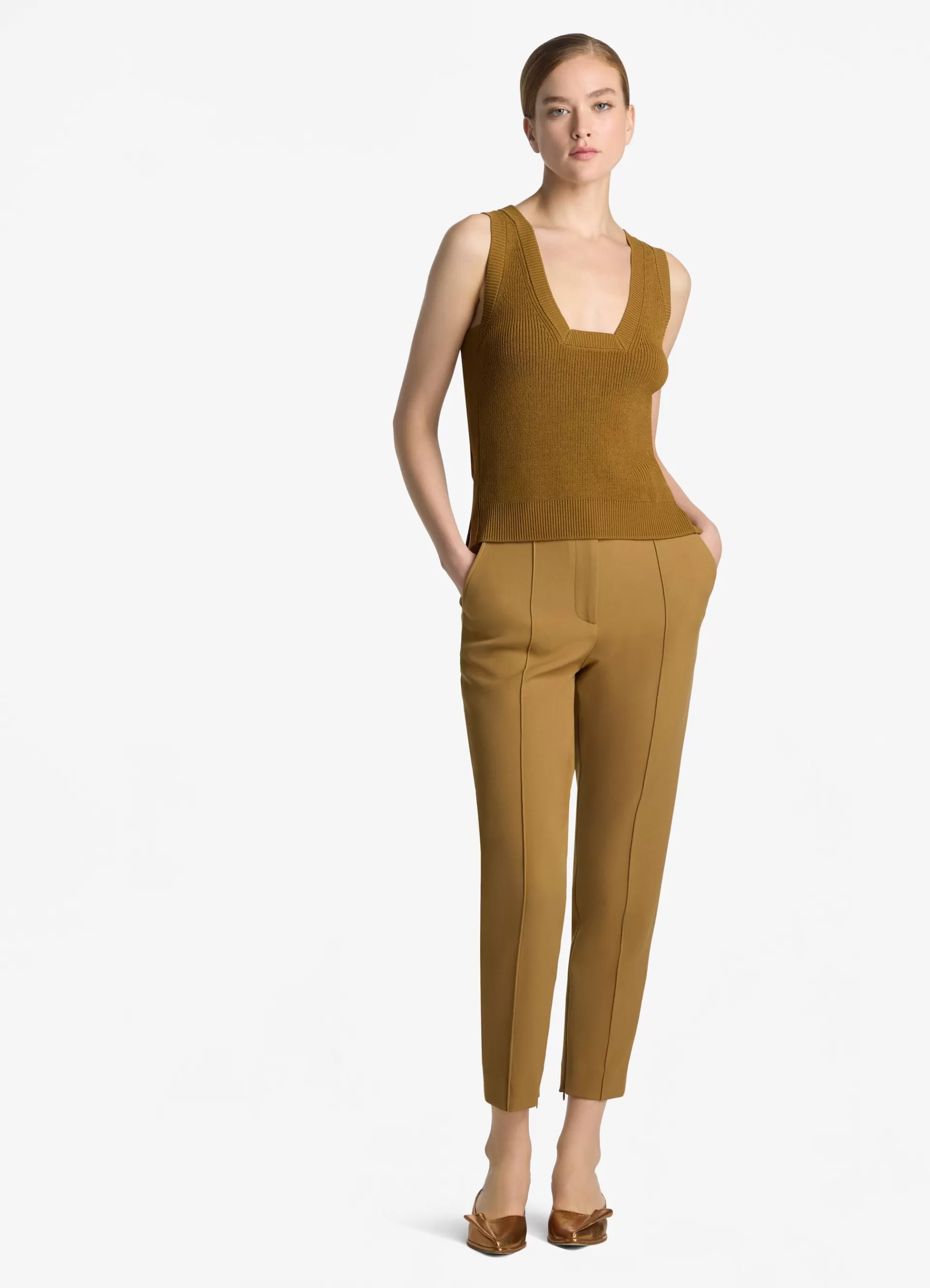 St. John Square Neck Rib Knit Shell | ELEVATED ESSENTIALS | KNITWEAR