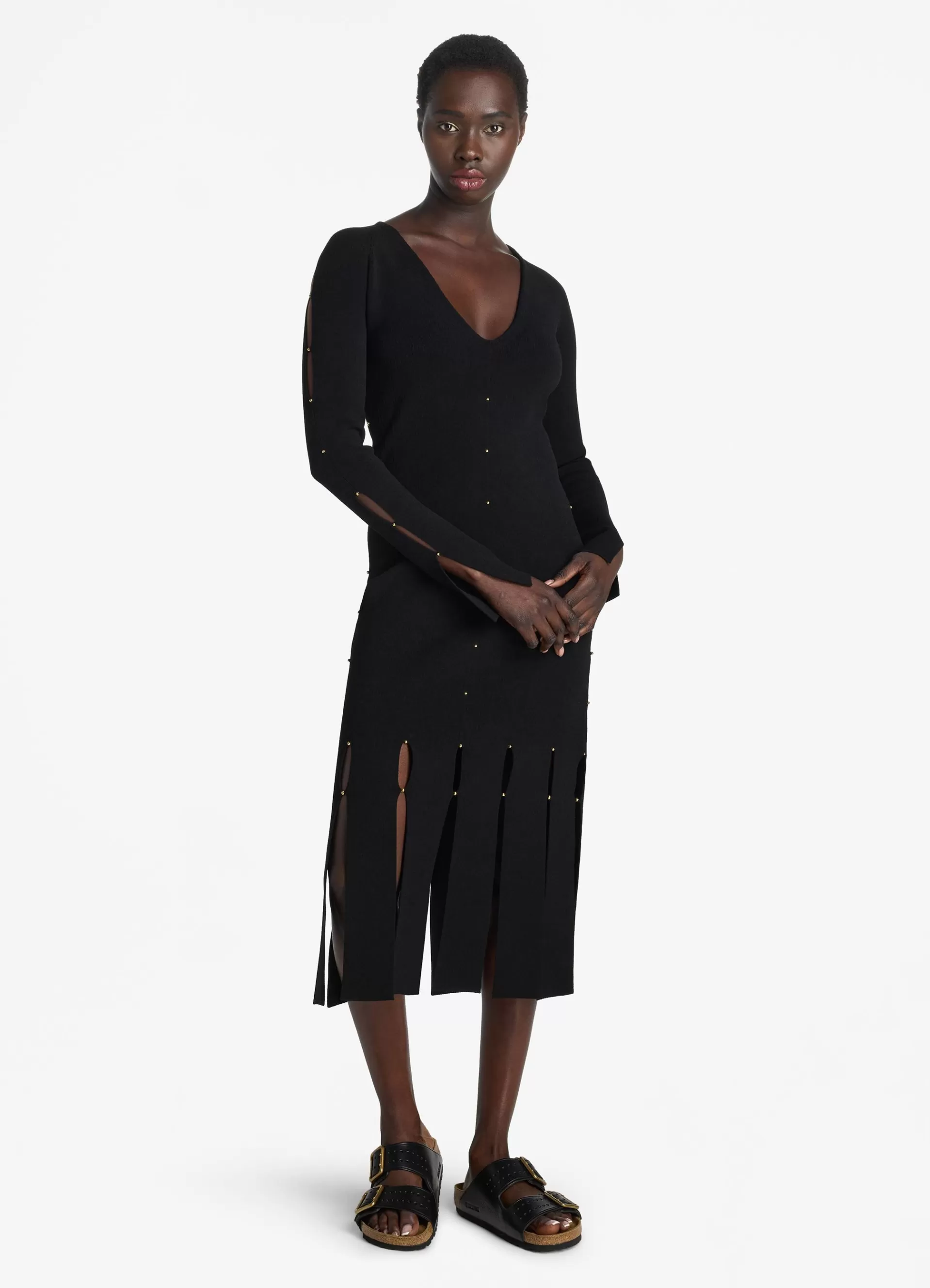 St. John Stretch Knit Slit Dress | KNIT DRESSES | DAY DRESSES