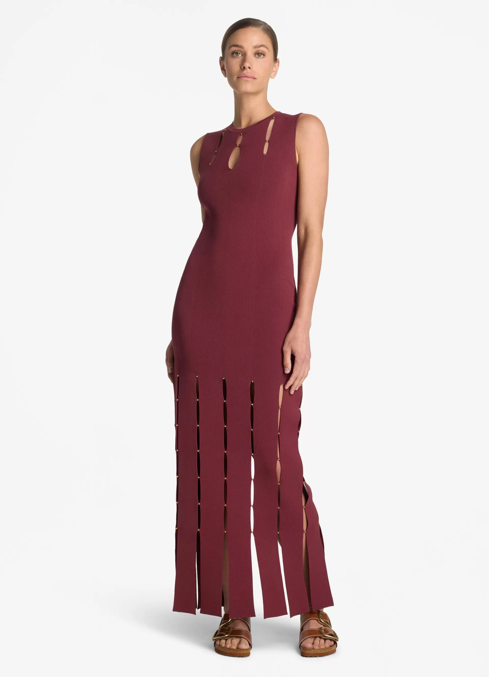 St. John Stretch Knit Slit Gown | KNIT DRESSES | COCKTAIL & PARTY