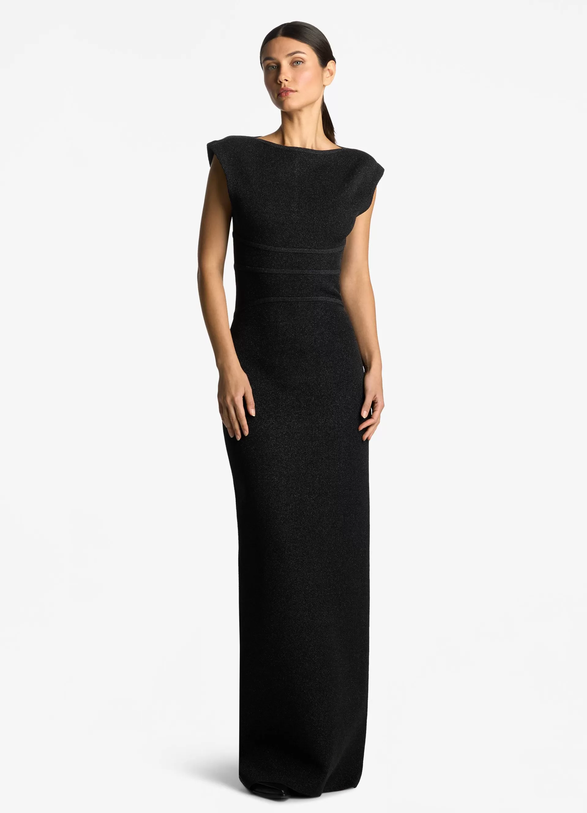 St. John Stretch Lurex Piqué Cap Sleeve Gown | EVENING WEAR | DRESSES