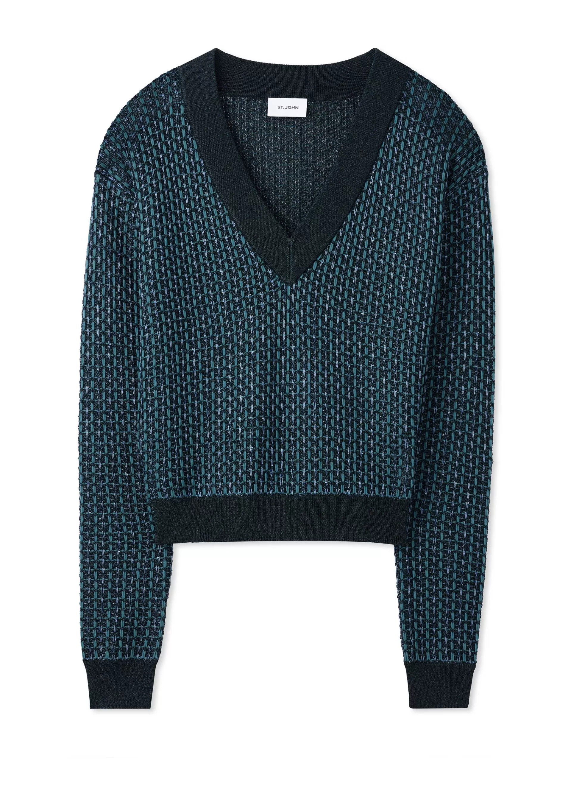 St. John Stretch Mesh Knit V-Neck Sweater | TRANSITIONAL CLOTHING | KNITWEAR
