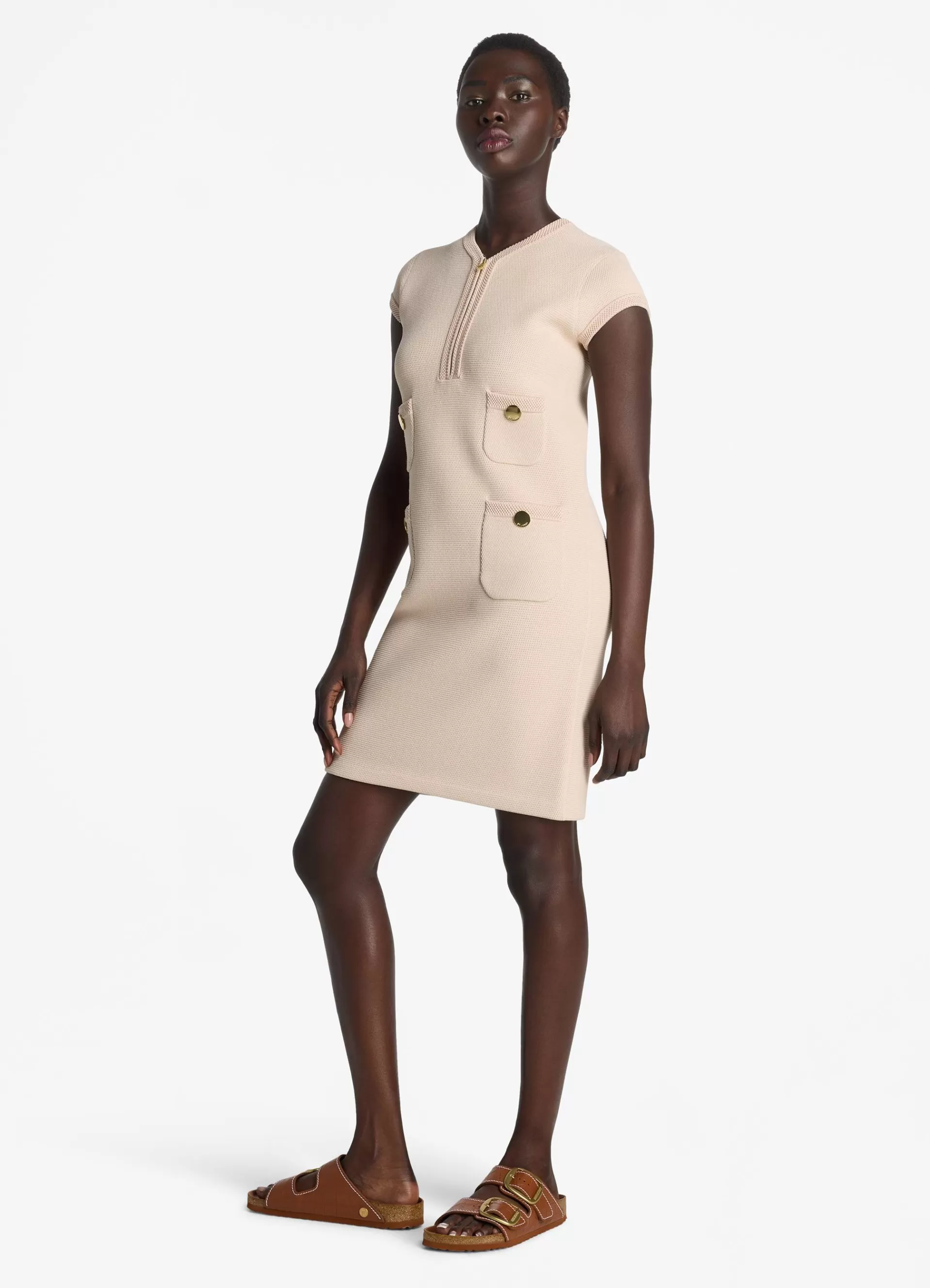 St. John Stretch Twill Knit Cap Sleeve Dress | KNIT DRESSES | WORKWEAR DRESSES