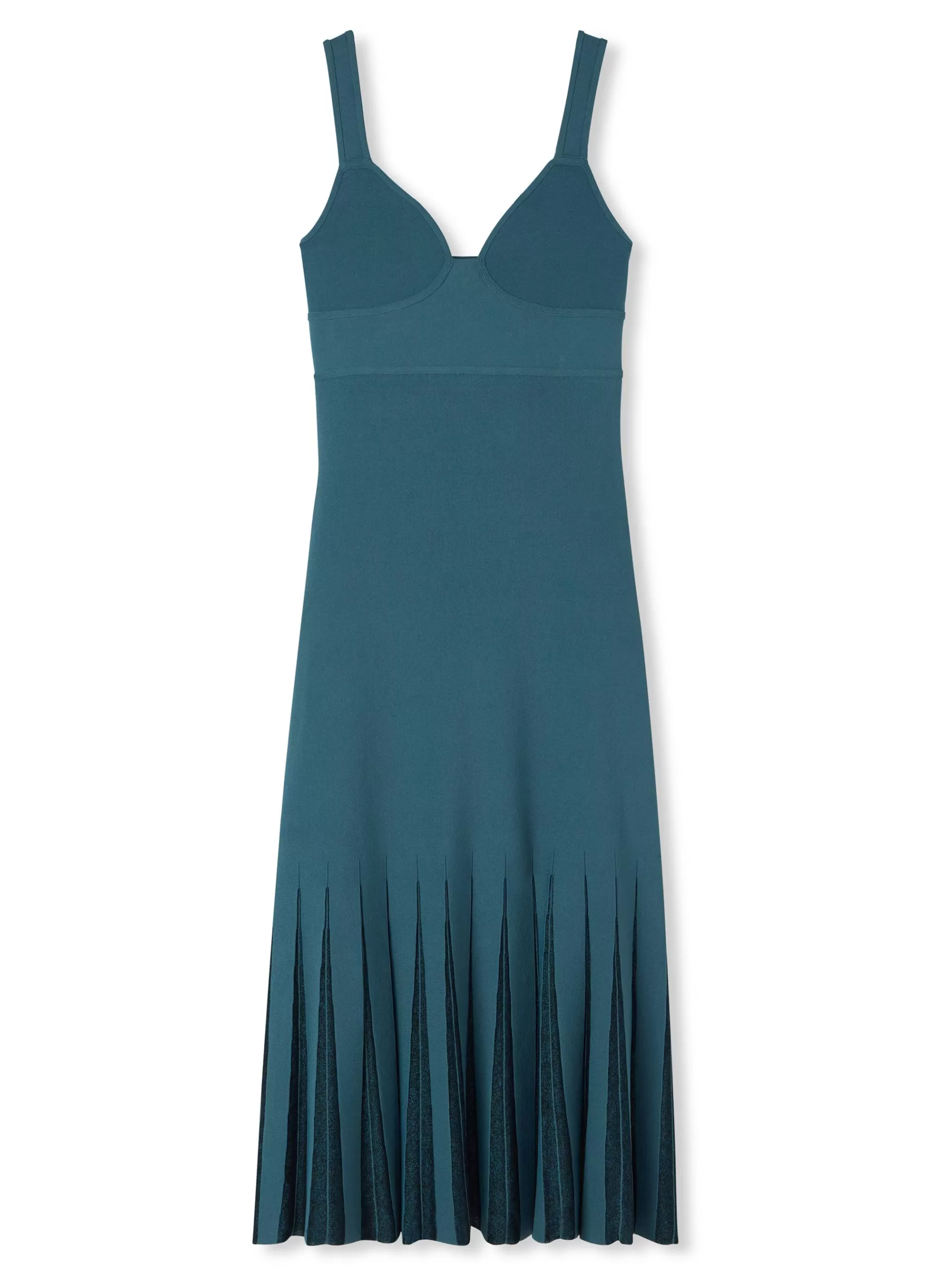 St. John Stretch Viscose Knit Dress with Sheer Pleats | KNIT DRESSES | DAY DRESSES