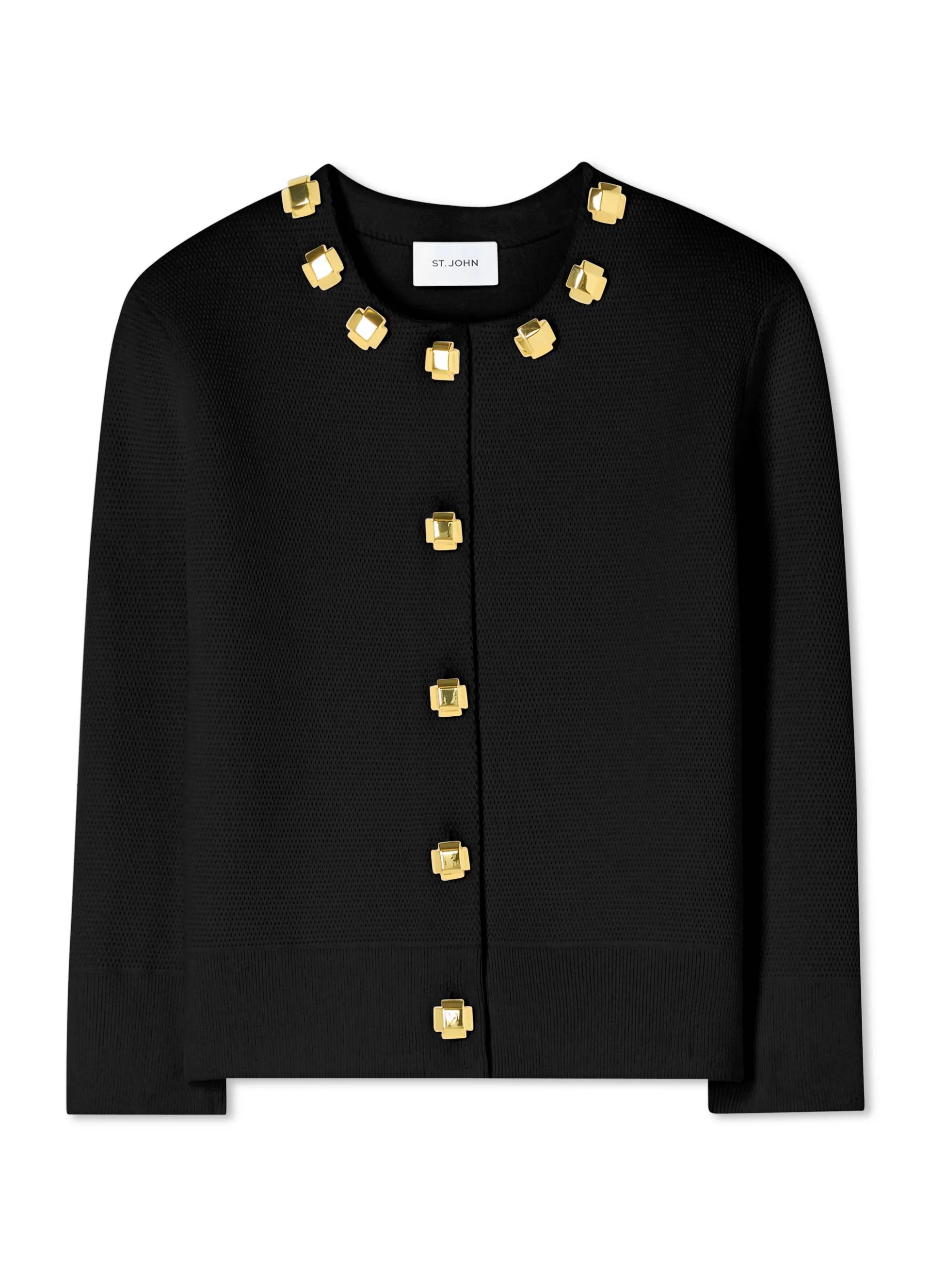 St. John Studded Pique Knit Cardigan | SWEATERS | TRANSITIONAL CLOTHING