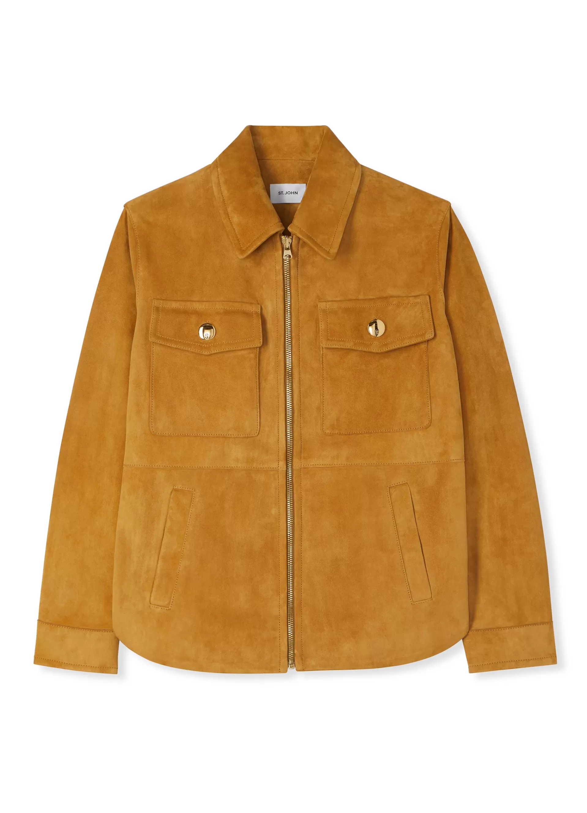 St. John Suede Collared Jacket | JACKETS