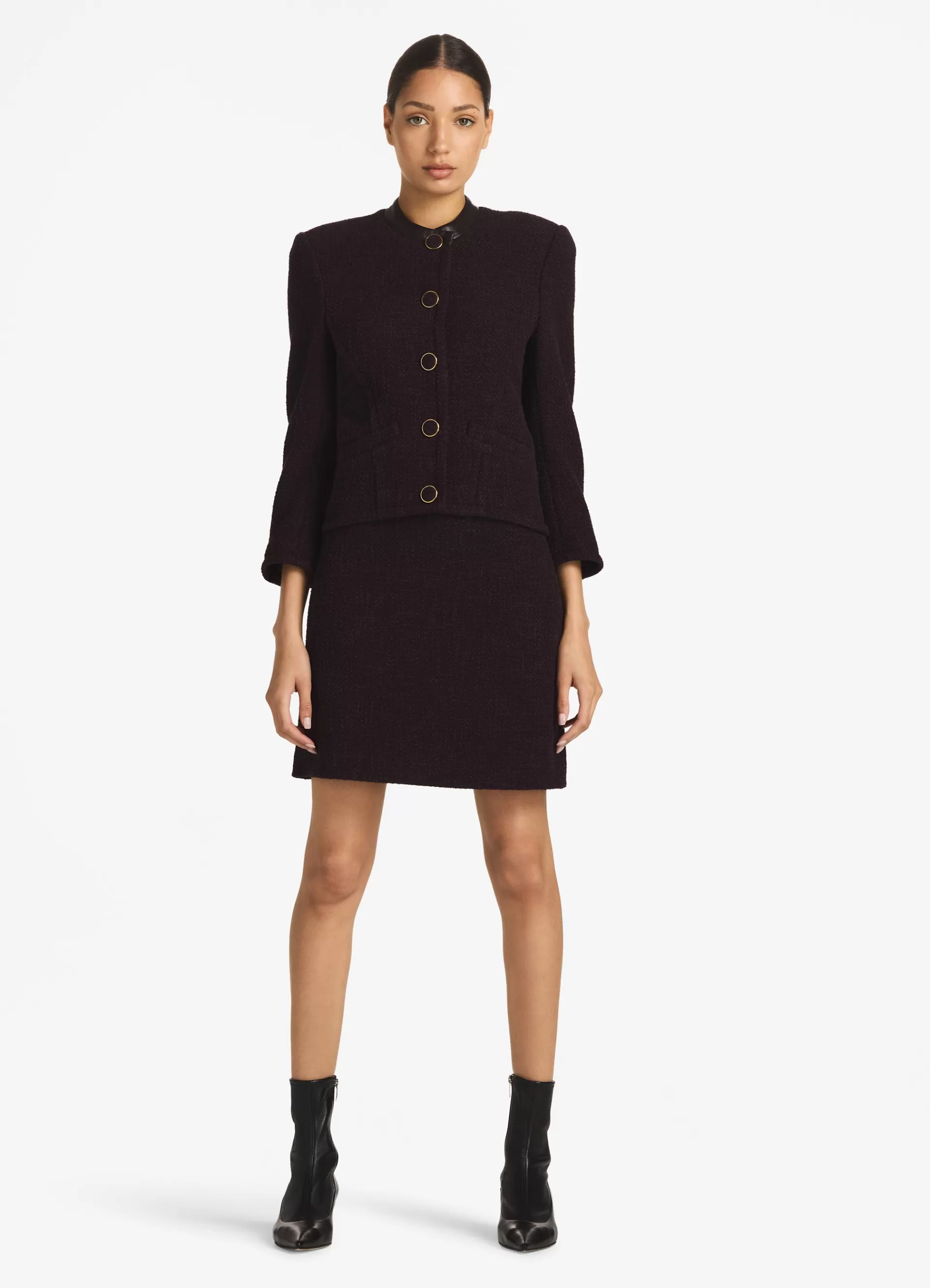 St. John Terry Tweed and Leather Jacket | LIGHT JACKETS | JACKETS