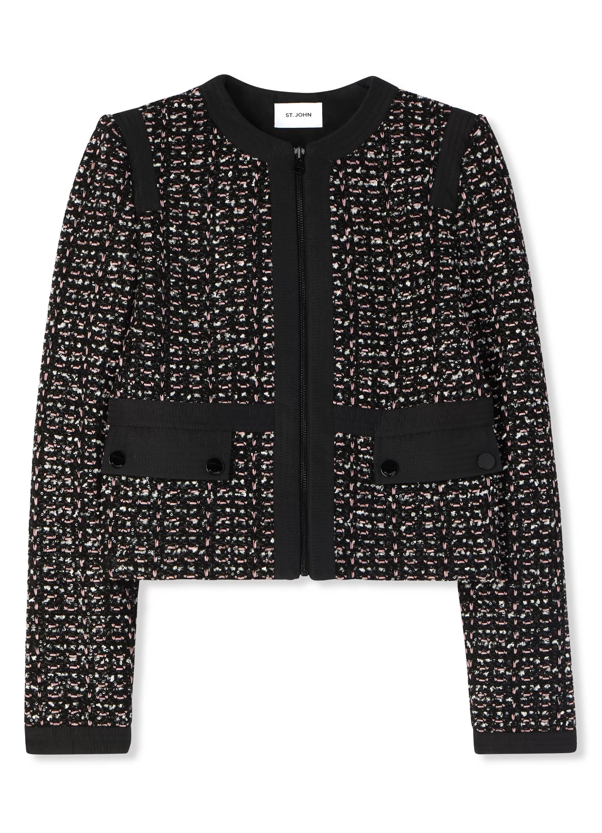 St. John Textured Plaid Sequin Knit Jacket | JACKETS