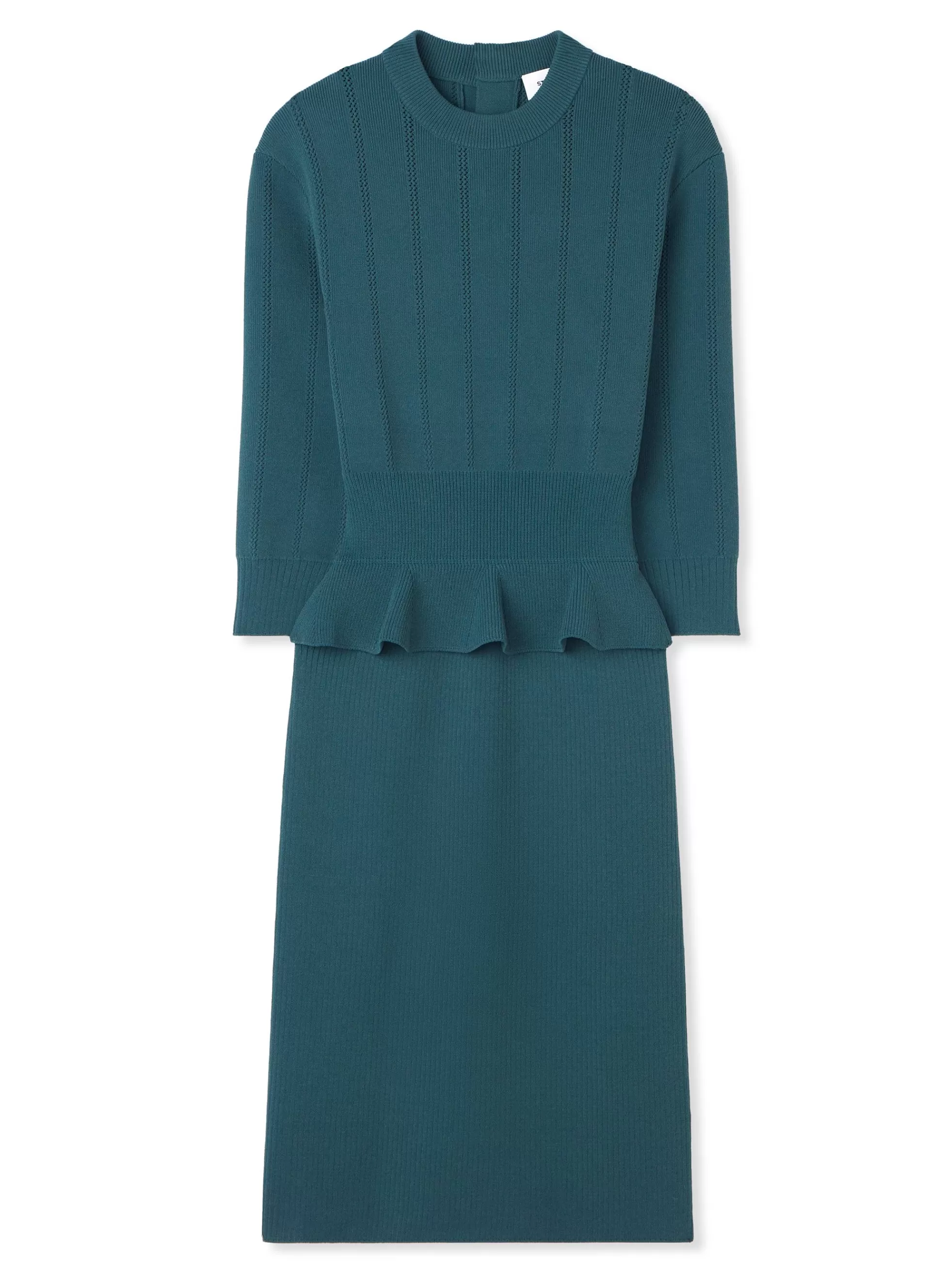 St. John Textured Stitch Knit Peplum Dress | KNIT DRESSES | DAY DRESSES