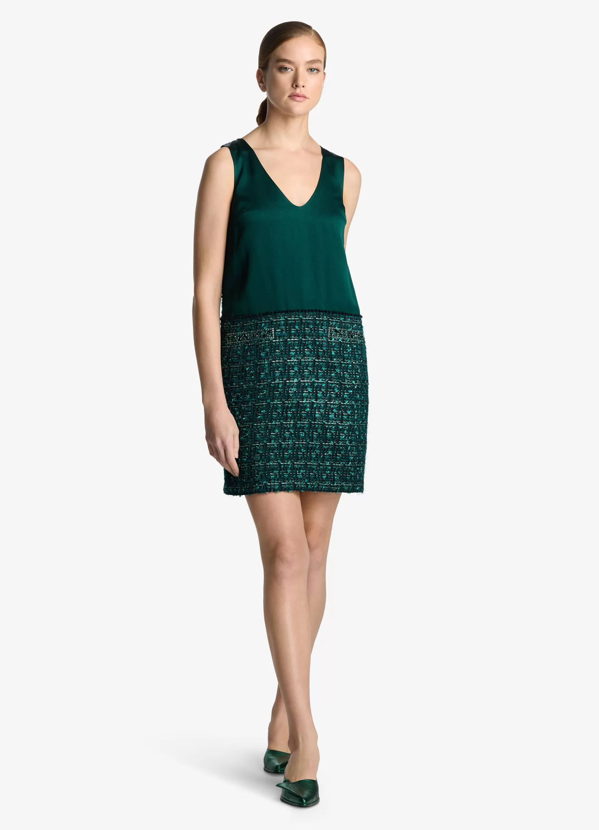 St. John Twill Tweed Mixed Media Dress | WORKWEAR DRESSES | DAY DRESSES