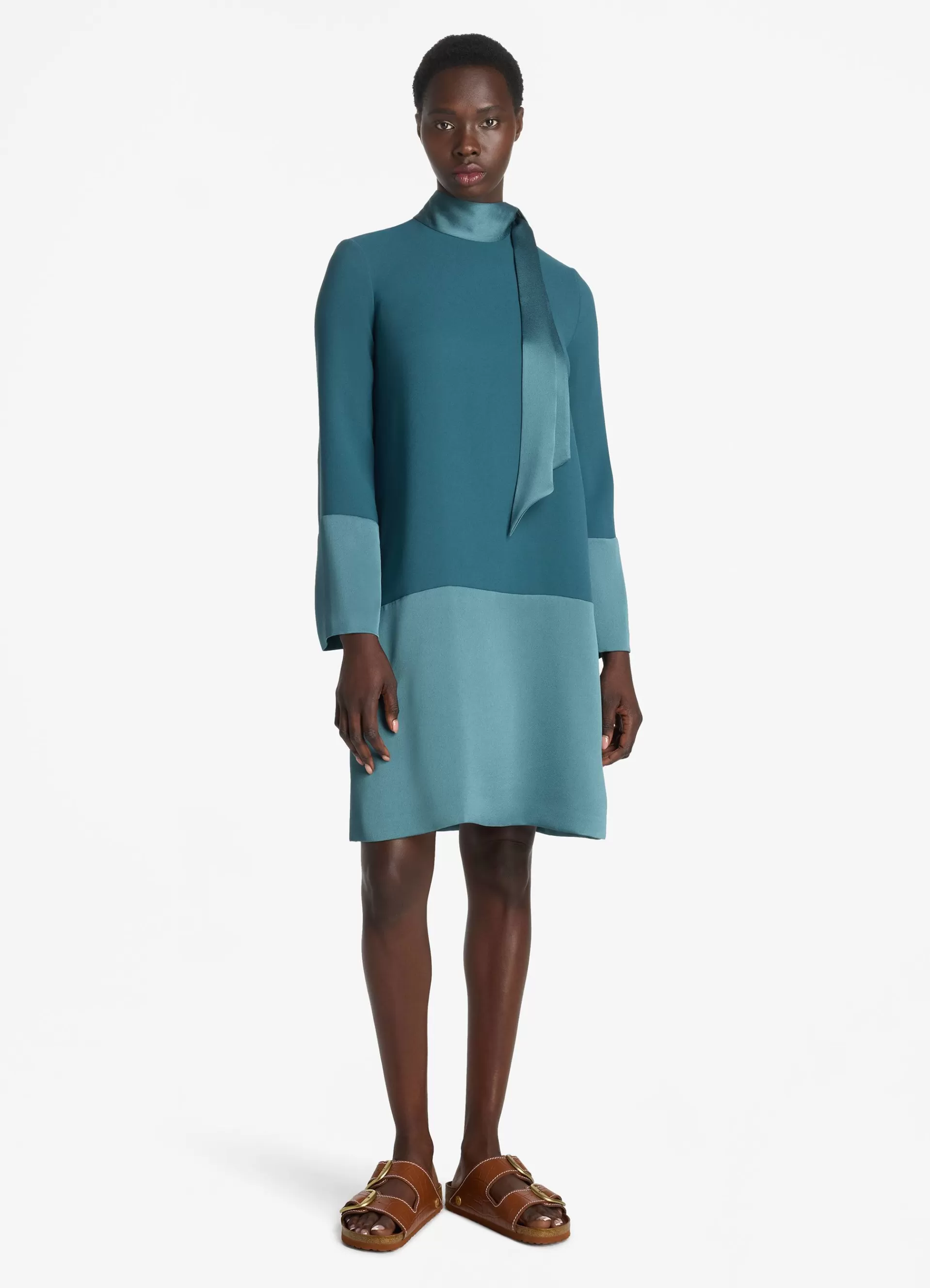 St. John Two Tone Satin Back Crepe Dress | DAY DRESSES | COCKTAIL & PARTY